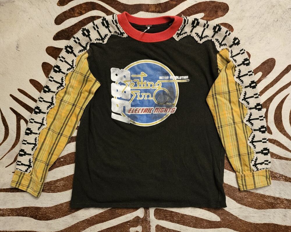 Free People Cody Swit Graphic Patchwork Oversized Top Women Reworked RARE Sz Xs